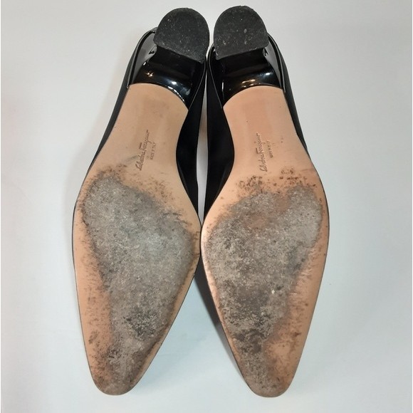 Salvatore Ferragamo Vintage Satin Pumps Chunky Kitten Heels Elegant Chic 7B - Picture 12 of 16